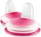 Розови силиконови накрайници с клапа за неразливаща се чаша - Пингвин - Комплект от 2 броя за бебета над 6 месеца - 