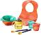 Детски комплект за хранене Tommee Tippee First Tastes - Купички, лъжици, контейнери, преходна чаша и лигавник, 4+ м - 