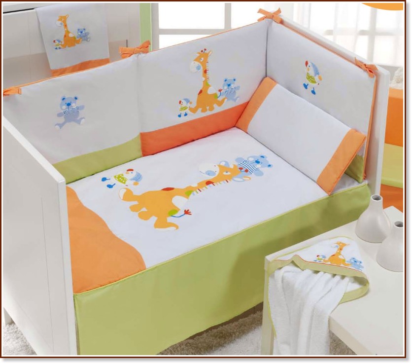 Обиколник за бебешко легло Interbaby жираф - За легла с размери 60 x 120 или 70 x 140 cm, от серията Жираф - продукт
