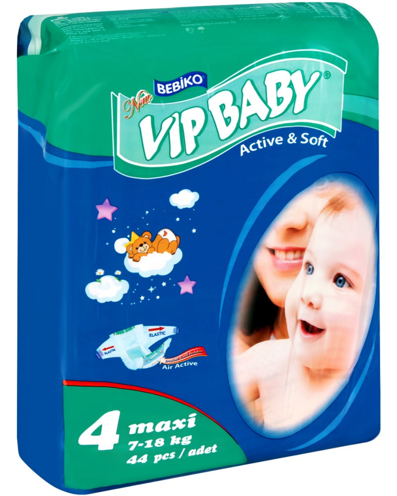 Bebiko Vip Baby Active & Soft - Maxi 4 -          7  18 kg - 