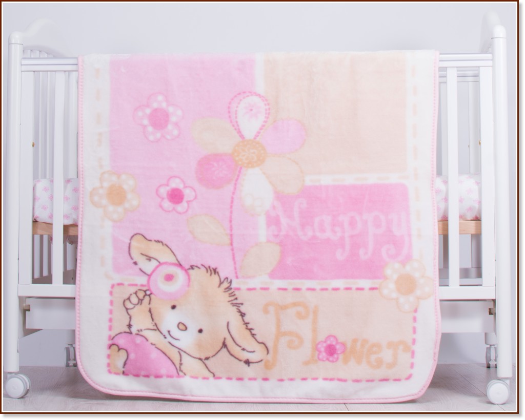   - Happy Bunnie: Pink -  90 x 110 cm - 