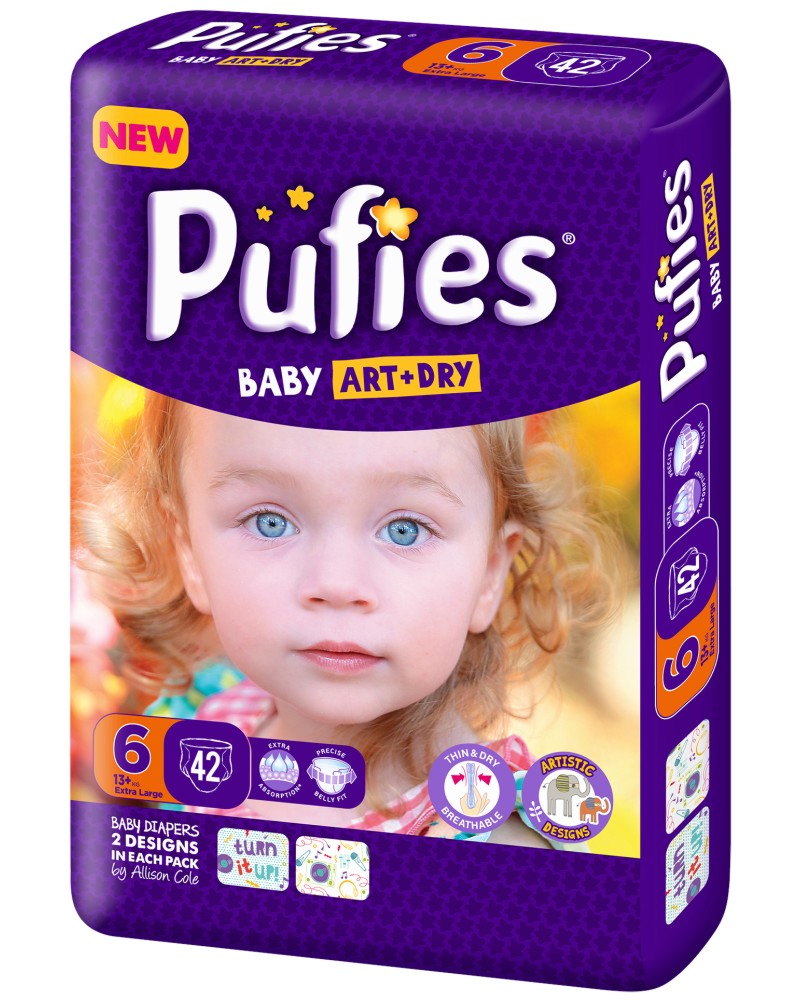  Pufies Baby Art & Dry New 6 - Extra Large -          13 kg - 