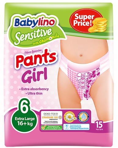 Babylino Sensitive Pants Girl - Junior 6 -          16 kg - 