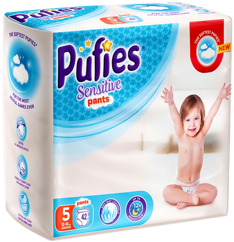  Pufies Sensitive Pants 5 Junior - 42  66 ,   12-18 kg - 