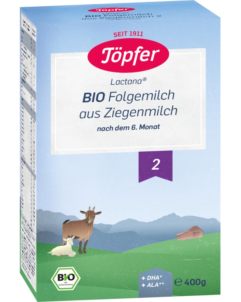      Topfer Lactana Bio Goat Milk 2 - 400 g,  6+  - 