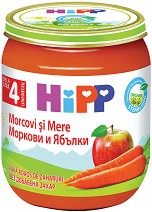 Био пюре от моркови и ябълки HiPP - 125 g, за 4+ месеца - продукт