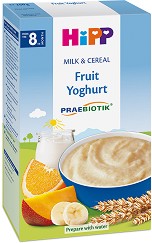 Инстантна пробиотик млечна каша с плодове с йогурт HiPP - 250 g, за 8+ месеца - продукт