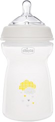 Бебешко шише с широко гърло - Natural Feeling 330 ml - Комплект със силиконов биберон за бебета над 6 месеца - шише