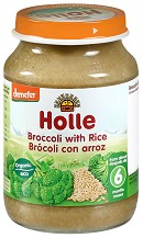 Пюре от био броколи и ориз Holle - 190 g, за 6+ месеца - пюре
