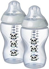 Бебешки шишета Tommee Tippee Easi Vent - 2 броя x 340 ml от серията "Closer to Nature", 3+ м - шише