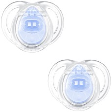 Залъгалки от силикон с ортодонтична форма - Any Time: Blue - Комплект от 2 броя от серия "Closer to Nature" за бебета от 0 до 6 месеца - залъгалка