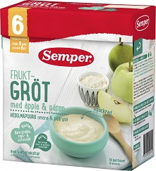 Инстантна млечна каша с ябълки и круши Semper - 480 g g, за 6+ месеца - продукт