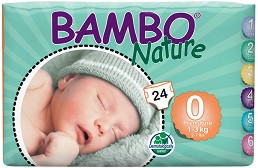 Bambo Nature - Premature 0 - Пелени за еднократна употреба за бебета с тегло от 1 до 3 kg - продукт