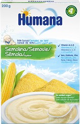 Humana - Инстантна млечна каша с царевичен грис - Опаковка от 200 g за бебета над 4 месеца - продукт