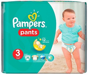 Гащички Pampers Pants 3 - 4÷86 броя, за бебета 6-11 kg - продукт