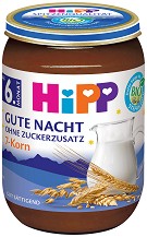 HIPP - Био млечна каша "Лека нощ" със 7 зърна - Бурканче от 190 g за бебета над 6 месеца - пюре