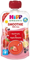Био смути напитка с ябълка, банан и червени плодове HiPP HiPPiS - 120 ml, за 12+ месеца - пюре