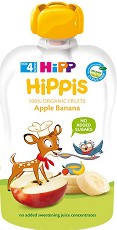 Био плодова закуска ябълка и банан HiPP HiPPiS - 100 g, за 4+ месеца - пюре
