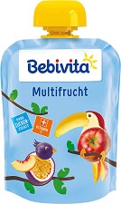 Плодова закуска Мултифрукт Bebivita - 90 g, за 12+ месеца - пюре
