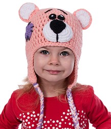 Ръчно плетена детска шапка - Мече - детски аксесоар