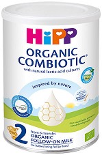 Био преходно мляко - HiPP 2 Organic Combiotic - Метална кутия от 350 g за бебета над 6 месеца - продукт