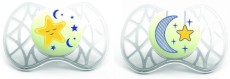 Флуоресцентни ортодонтични силиконови залъгалки - Air55 Night - Комплект от 2 броя за бебета над 6 месеца - залъгалка