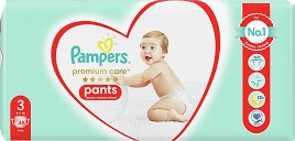 Гащички Pampers Premium Care Pants 3 - 48 или 56 броя, за бебета 6-11 kg - продукт