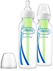 Стандартни шишета за хранене - Options 250 ml - Комплект от 2 броя със силиконови биберони размер 1 - шише