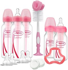 Комплект за новородено - Options - С 5 стандартни пластмасови шишета, биберони и аксесоари - продукт