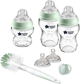 Комплект за новородено - С шишета, биберони, залъгалка и четка за почистване на шишета от серията "Closer to Nature" - продукт