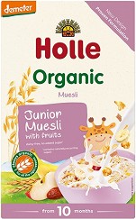 Holle - Инстантна био безмлечна каша - Мюсли с плодове - Опаковка от 250 g за бебета над 10 месеца - продукт