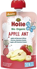 Holle - Био забавна плодова закуска с ябълка, банан и круша - Опаковка от 100 g за бебета над 6 месеца - продукт