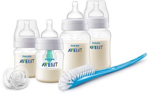 Комплект за новородено - Anti-Colic AirFree - С шишета, биберони, залъгалка и четка за почистване на шишета - продукт