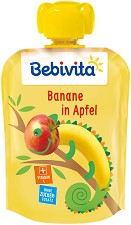 Плодова закуска с ябълка и банан Bebivita - 90 g, за 4+ месеца - пюре