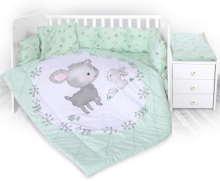 Бебешки спален комплект 5 части Lorelli Trend - За легла 60 x 120 cm, от серията Lamb Green - продукт