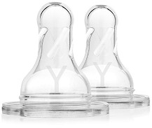 Биберони с Y-образен отвор за стандартни шишета - Natural Flow - Комплект от 2 броя за бебета над 9 месеца - биберон