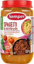 Пюре от спагети болонезе Semper - 235 g, за 12+ месеца - пюре