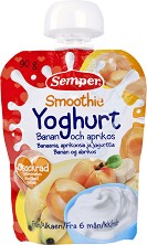 Смути йогурт с банан и кайсия Semper - 90 g, за 6+ месеца - пюре