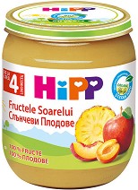 Био пюре от слънчеви плодове HiPP - 125 g, за 4+ месеца - пюре