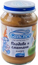 Ganchev - Пюре от плодове със сметана - Бурканче от 190 g за бебета над 4 месеца - пюре
