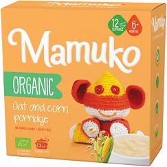 Mamuko - Био безмлечна каша с овес и царевица - Опаковка от 240 g за бебета над 6 месеца - продукт