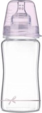 Бебешко стъклено шише за хранене - Baby Shower 250 ml - Комплект със силиконов биберон за бебета над 3 месеца - шише