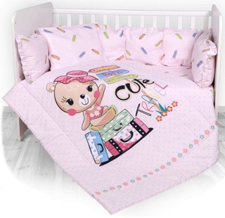 Бебешки спален комплект 5 части с обиколник Lorelli - За легла 70 x 140 cm, от серията Cute Travel - продукт