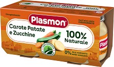 Пюре от моркови с картофи и тиквички Plasmon - 2 х 80 g, за 4+ месеца - пюре