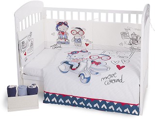 Бебешки спален комплект от 3 части - Love Rome EU Stile - 100% ранфорс за легла с размери 60 x 120 cm или 70 x 140 cm - продукт