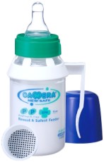 Стандартно шише за хранене с дръжка - 150 ml - Комплект със силиконов биберон за бебета над 6 месеца - шише