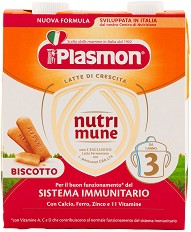 Мляко за деца с бишкоти - Plasmon Nutrimune 3 - Опаковка от 2 х 500 ml за деца над 12 месеца - продукт