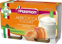Пюре от йогурт с кайсии Plasmon - 2 x 120 g, за 6+ месеца - пюре