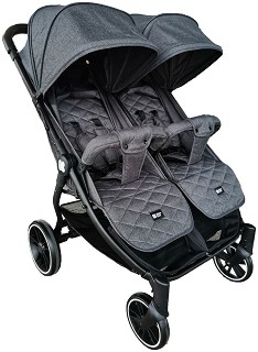 Бебешка количка за близнаци Kikka Boo Happy 2 2020 - С 2 броя покривала за крачета, чанта и дъждобран - количка