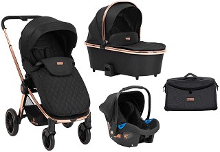 Бебешка количка 3 в 1 Kikka Boo Vicenza Premium - С кош за новородено, лятна седалка, кош за кола, чанта и аксесоари - количка